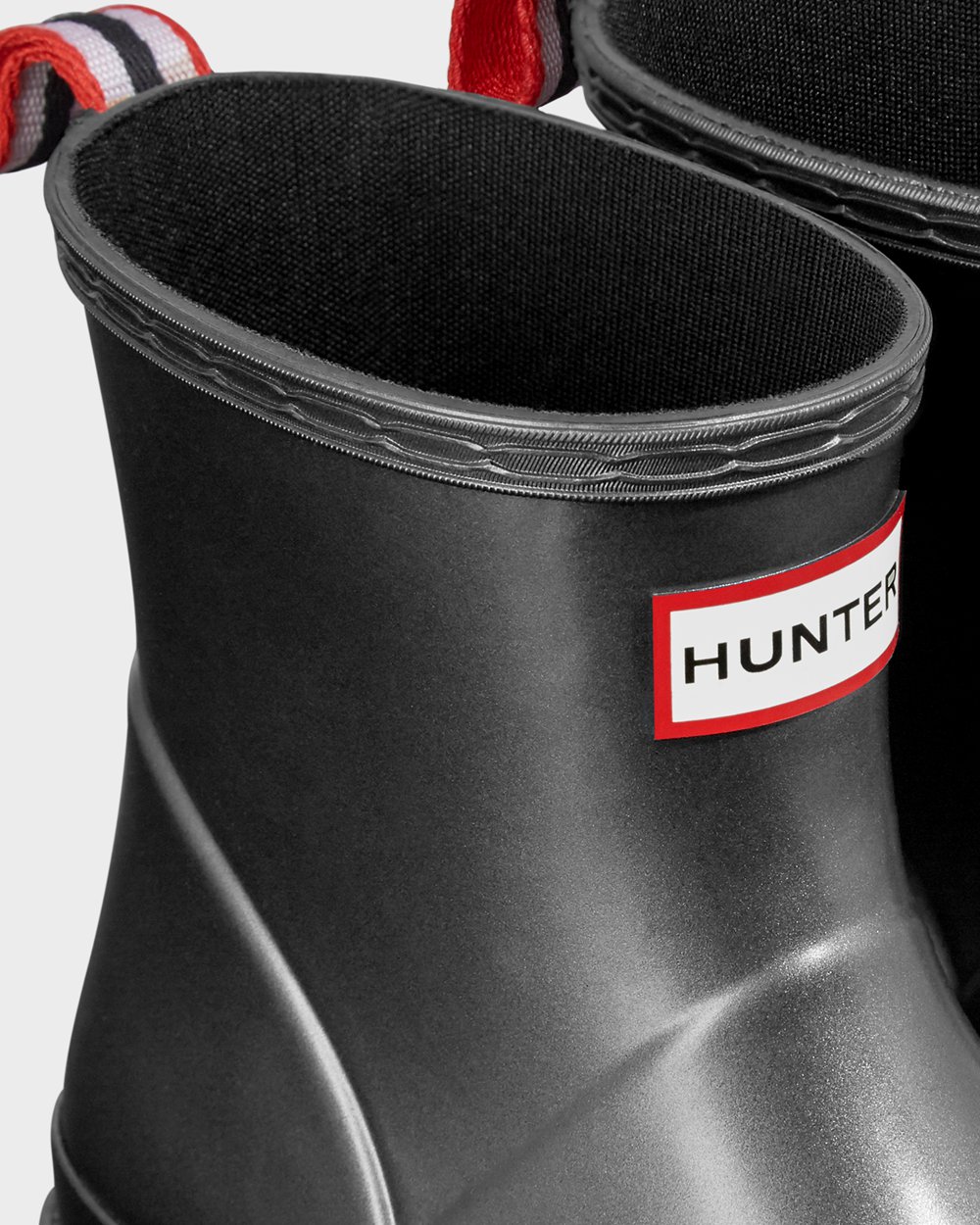 Womens Hunter Play Boots Black - Original Short Pearlized Rain - 8596723-NM